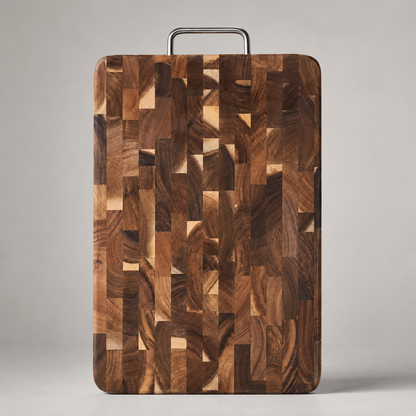 End-Grain Wooden Cutting Board with Handle