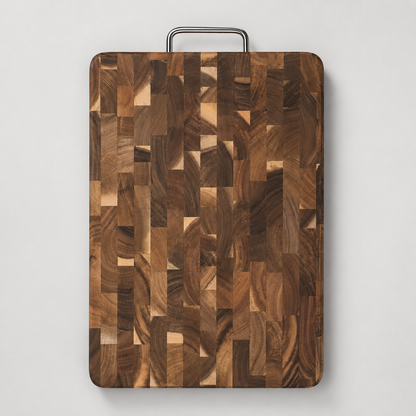 End-Grain Wooden Cutting Board with Handle