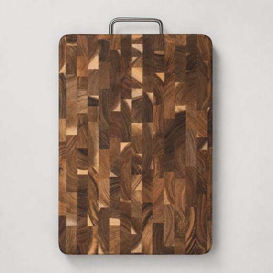 End-Grain Wooden Cutting Board with Handle