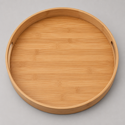 Round Bamboo Serving Tray with Handles