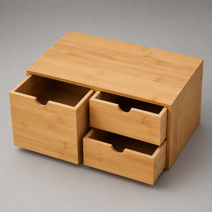 Bamboo Multi-Drawer Desktop Organizer