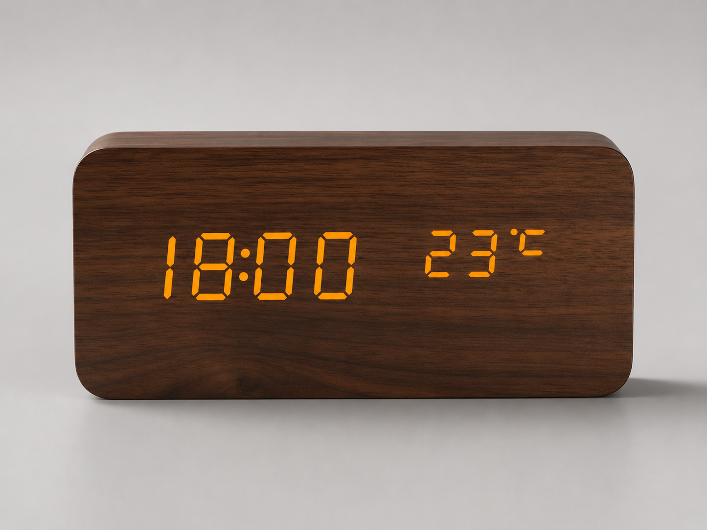 Wood-Grain LED Digital Desk Clock